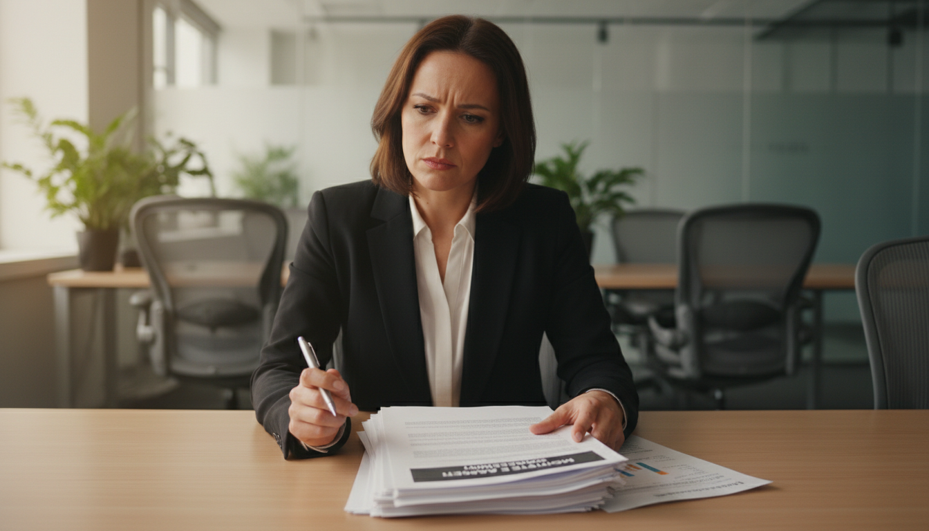 Человек изучает ипотечные документы в офисе