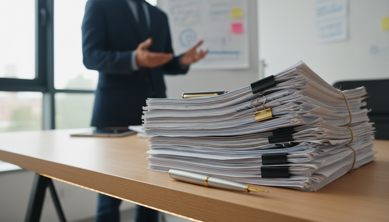 Юридические документы и ручка на столе финансового управляющего